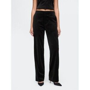 New Gap Velvet Trousers Size 12 Petite Straight Black Warm Flat Front Pants NWOT